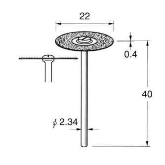 日本精密機械工作（株） 電着ダイヤモンドディスク 片面電着 軸径φ2.34 D 電着ダイヤモンドディスク　片面電着 D9212