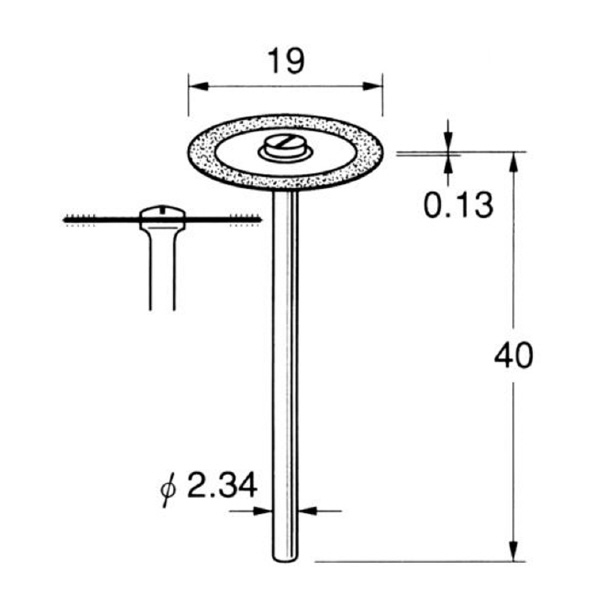 日本精密機械工作（株） 電着ダイヤモンドディスク 両面電着 軸径φ2.34 D 電着ダイヤモンドディスク　両面電着 D9311