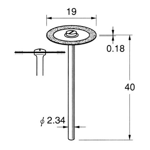 日本精密機械工作（株） 電着ダイヤモンドディスク 両面電着 軸径φ2.34 D 電着ダイヤモンドディスク　両面電着 D9312