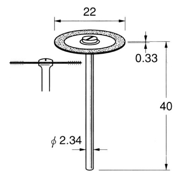 日本精密機械工作（株） 電着ダイヤモンドディスク 両面電着 軸径φ2.34 D 電着ダイヤモンドディスク　両面電着 D9323