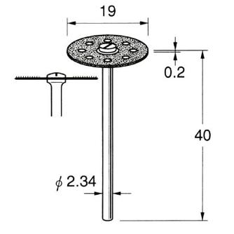 日本精密機械工作（株） 電着ダイヤモンドディスク 片面電着 軸径φ2.34 D 電着ダイヤモンドディスク　片面電着 D9511