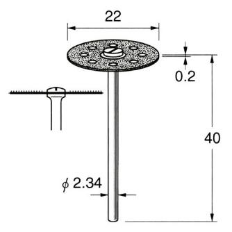 日本精密機械工作（株） 電着ダイヤモンドディスク 片面電着 軸径φ2.34 D 電着ダイヤモンドディスク　片面電着 D9521