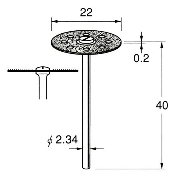 日本精密機械工作（株） 電着ダイヤモンドディスク 片面電着 軸径φ2.34 D 電着ダイヤモンドディスク　片面電着 D9521