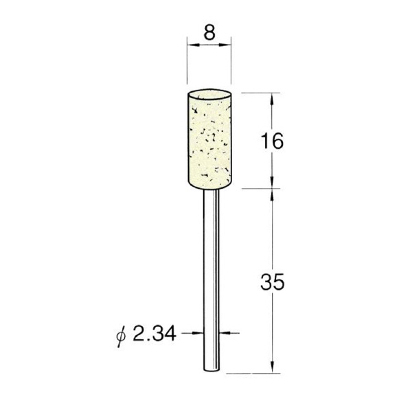 日本精密機械工作（株） 軸付フェルトバフ ソフト 軸径φ2.34 F 軸付フェルトバフ　ソフト　５本 F1108