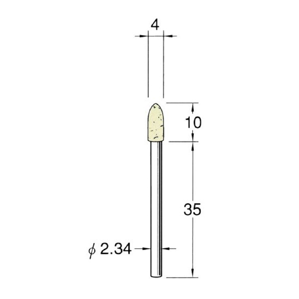 日本精密機械工作（株） 軸付フェルトバフ ソフト 軸径φ2.34 F 軸付フェルトバフ　ソフト　５本 F1504