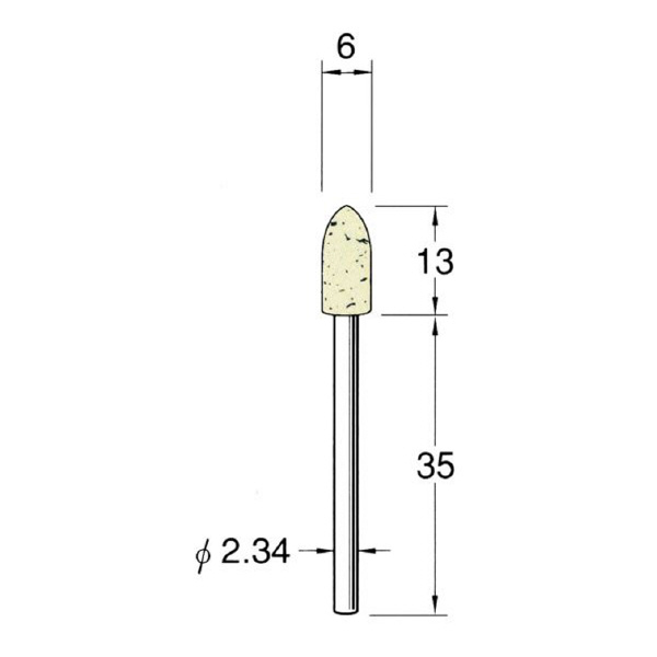 日本精密機械工作（株） 軸付フェルトバフ ソフト 軸径φ2.34 F 軸付フェルトバフ　ソフト　５本 F1506