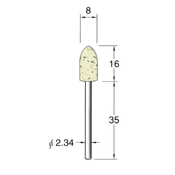 日本精密機械工作（株） 軸付フェルトバフ ソフト 軸径φ2.34 F 軸付フェルトバフ　ソフト　５本 F1508