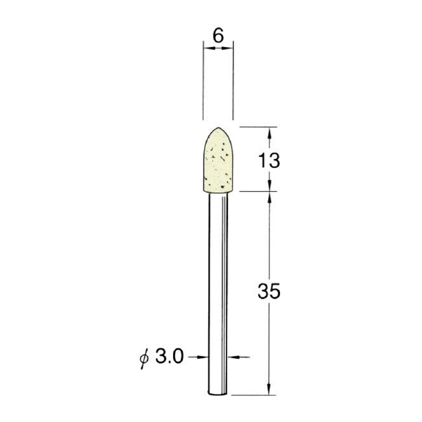 日本精密機械工作（株） 軸付フェルトバフ ハード 軸径φ3 F 軸付フェルトバフ　ハード　５本 F3606