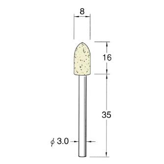 日本精密機械工作（株） 軸付フェルトバフ ハード 軸径φ3 F 軸付フェルトバフ　ハード　５本 F3608