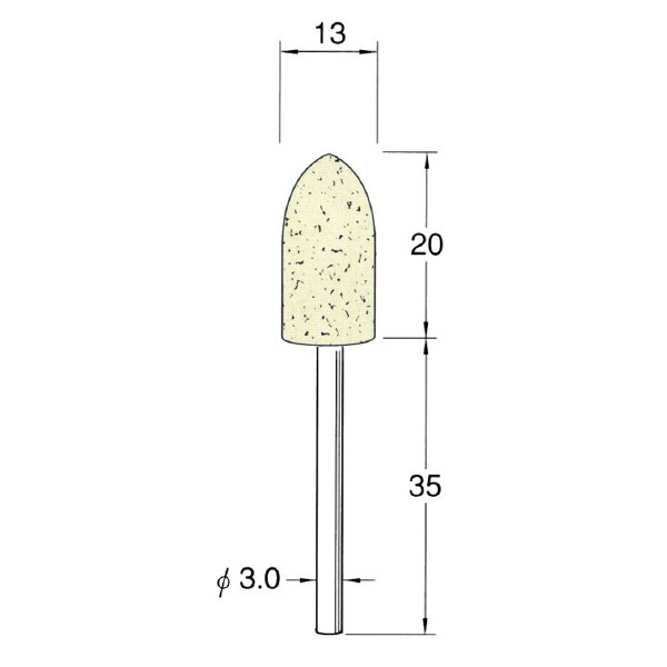 日本精密機械工作（株） 軸付フェルトバフ ハード 軸径φ3 F 軸付フェルトバフ　ハード　５本 F3613