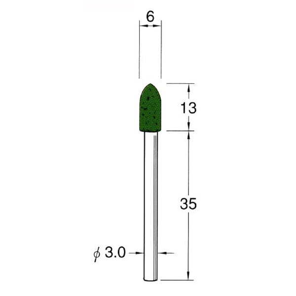 日本精密機械工作（株） 軸付フェルトバフ 酸化クロム 軸径φ3 F 軸付フェルトバフ　酸化クロム　５本 F3706