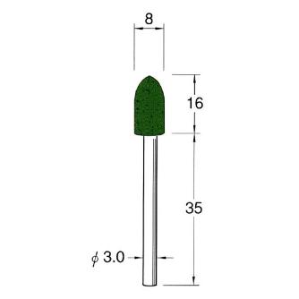 日本精密機械工作（株） 軸付フェルトバフ 酸化クロム 軸径φ3 F 軸付フェルトバフ　酸化クロム　５本 F3708