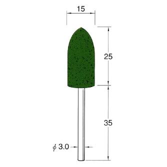 日本精密機械工作（株） 軸付フェルトバフ 酸化クロム 軸径φ3 F 軸付フェルトバフ　酸化クロム　５本 F3715