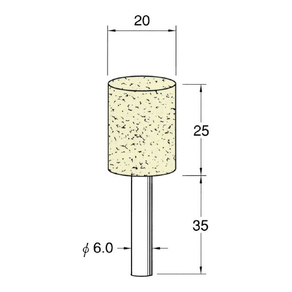 日本精密機械工作（株） 軸付フェルトバフ ハード 軸径φ6 F 軸付フェルトバフ　ハード　５本 F4220