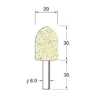 日本精密機械工作（株） 軸付フェルトバフ ハード 軸径φ6 F 軸付フェルトバフ　ハード　５本 F4620