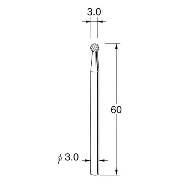 日本精密機械工作（株） ロングシャンク超硬カッター クロスカット 軸径φ3 K ロングシャンク超硬カッター　クロスカット K9311