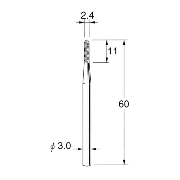 日本精密機械工作（株） ロングシャンク超硬カッター クロスカット 軸径φ3 K ロングシャンク超硬カッター　クロスカット K9331
