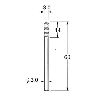 日本精密機械工作（株） ロングシャンク超硬カッター クロスカット 軸径φ3 K ロングシャンク超硬カッター　クロスカット K9332