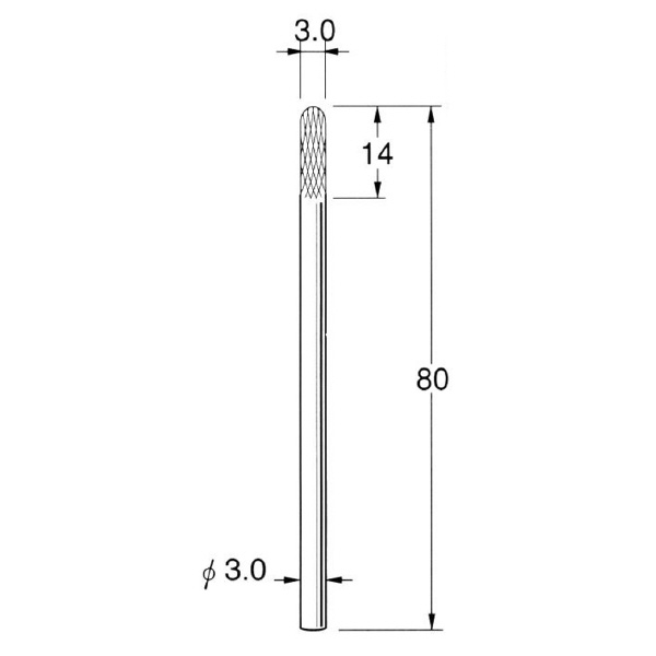 日本精密機械工作（株） ロングシャンク超硬カッター クロスカット 軸径φ3 K ロングシャンク超硬カッター　クロスカット K9333
