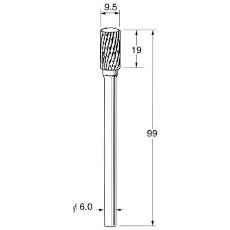 日本精密機械工作（株） ロングシャンク超硬カッター クロスカット エンドカット付 軸径φ6 K ロングシャンク超硬カッター　クロスカット K9622