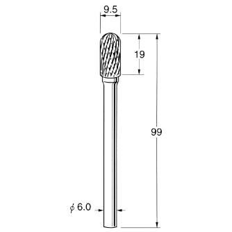 日本精密機械工作（株） ロングシャンク超硬カッター クロスカット エンドカット付 軸径φ6 K ロングシャンク超硬カッター　クロスカット K9632