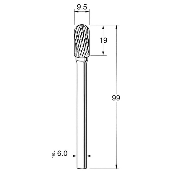 日本精密機械工作（株） ロングシャンク超硬カッター クロスカット エンドカット付 軸径φ6 K ロングシャンク超硬カッター　クロスカット K9632