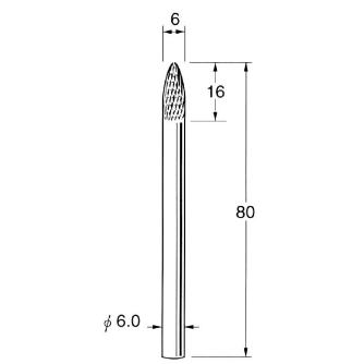日本精密機械工作（株） ロングシャンク超硬カッター クロスカット エンドカット付 軸径φ6 K ロングシャンク超硬カッター　クロスカット K9641