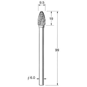 日本精密機械工作（株） ロングシャンク超硬カッター クロスカット エンドカット付 軸径φ6 K ロングシャンク超硬カッター　クロスカット K9642