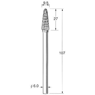 日本精密機械工作（株） ロングシャンク超硬カッター クロスカット エンドカット付 軸径φ6 K ロングシャンク超硬カッター　クロスカット K9651