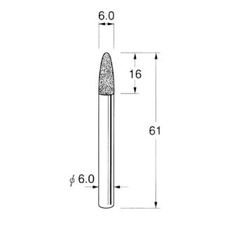 日本精密機械工作（株） 軸付電着ボラゾン砥石 軸径φ6 N 軸付電着ボラゾン砥石 N2306