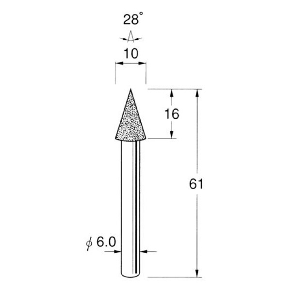 日本精密機械工作（株） 軸付電着ボラゾン砥石 軸径φ6 N 軸付電着ボラゾン砥石 N2510