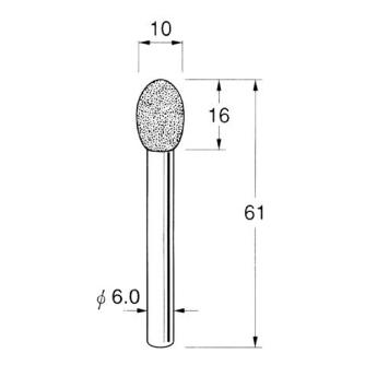 日本精密機械工作（株） 軸付電着ボラゾン砥石 軸径φ6 N 軸付電着ボラゾン砥石 N2710