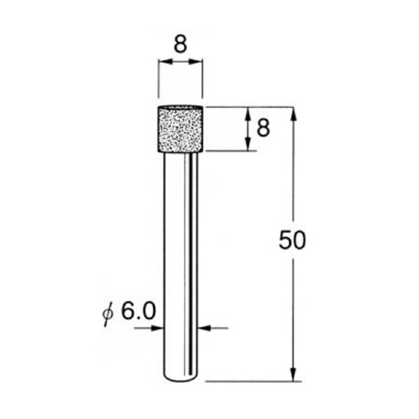 日本精密機械工作（株） 機械研削用軸付電着ボラゾン砥石 軸径φ6 N 機械研削用軸付電着ボラゾン砥石 N5608