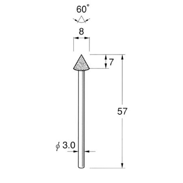 日本精密機械工作（株） 機械研削用軸付電着ボラゾン砥石 軸径φ3 N 機械研削用軸付電着ボラゾン砥石 N5711