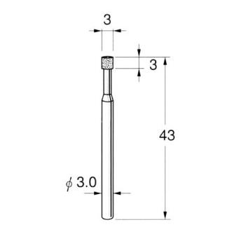 日本精密機械工作（株） 機械研削用ビトリファイドボンド軸付ボラゾン砥石 軸径φ3 N ビトリファイドボンド軸付ボラゾン砥石 N8103