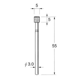 日本精密機械工作（株） 機械研削用ビトリファイドボンド軸付ボラゾン砥石 軸径φ3 N ビトリファイドボンド軸付ボラゾン砥石 N8105