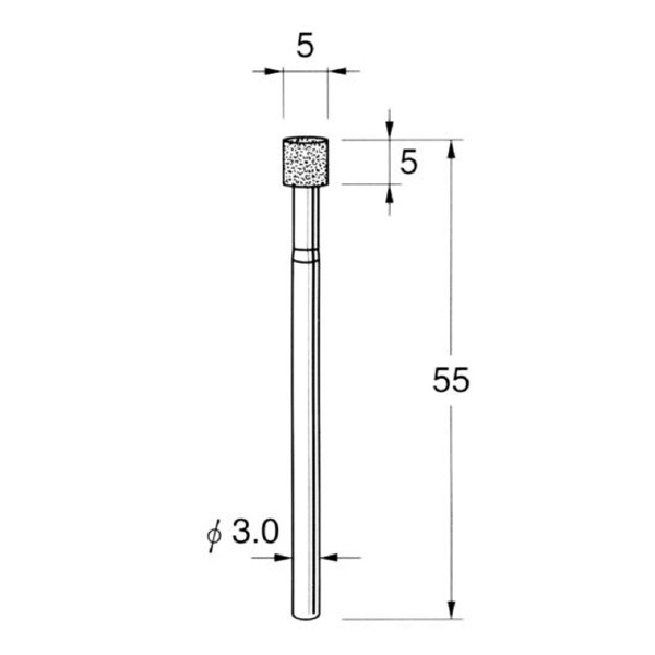 日本精密機械工作（株） 機械研削用ビトリファイドボンド軸付ボラゾン砥石 軸径φ3 N ビトリファイドボンド軸付ボラゾン砥石 N8105
