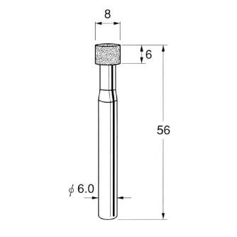 日本精密機械工作（株） 機械研削用ビトリファイドボンド軸付ボラゾン砥石 軸径φ6 N ビトリファイドボンド軸付ボラゾン砥石 N8608