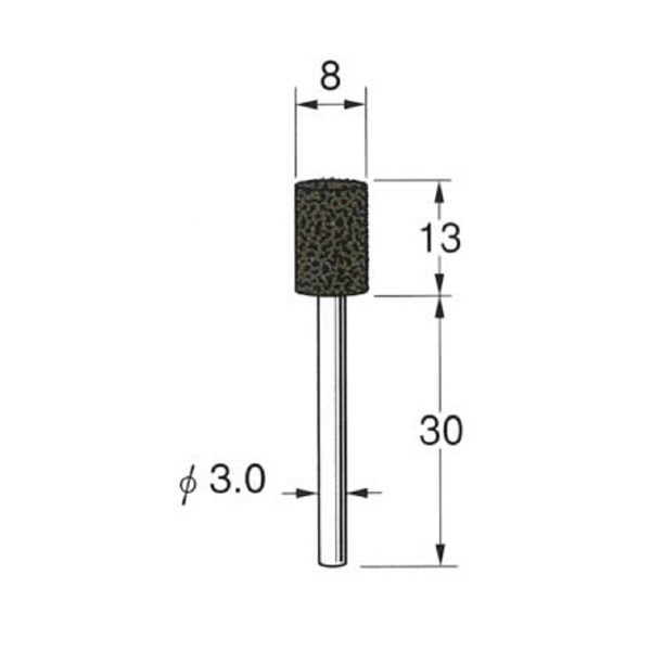 日本精密機械工作（株） 軸付弾性砥石(UB砥石) 軸径φ3 R 軸付弾性砥石（ＵＢ砥石）　１０本 R8321