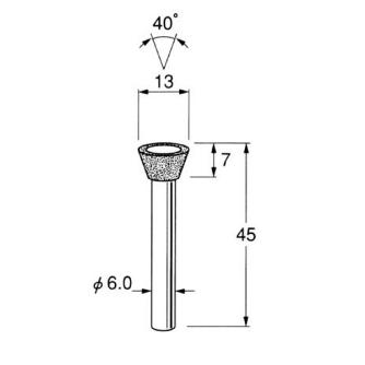 日本精密機械工作（株） 軸付電着ダイヤモンド砥石 軸径φ6 D 軸付電着ダイヤモンド砥石 D4721