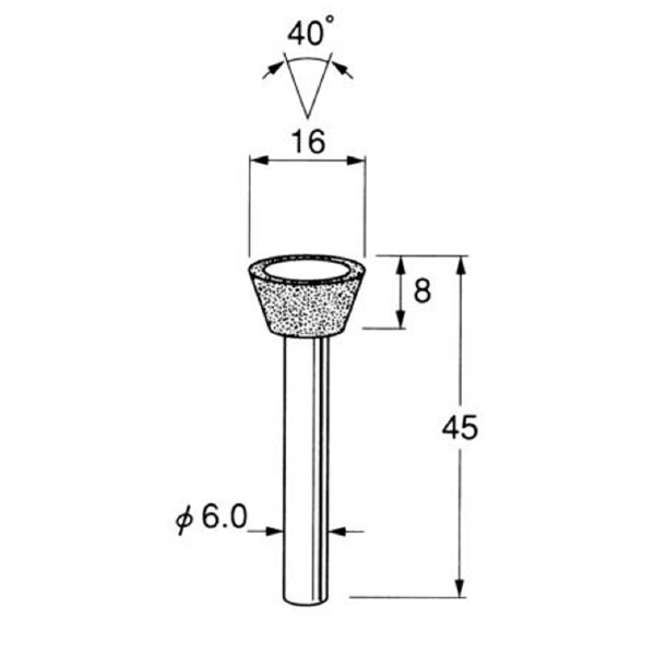 日本精密機械工作（株） 軸付電着ダイヤモンド砥石 軸径φ6 D 軸付電着ダイヤモンド砥石 D4722