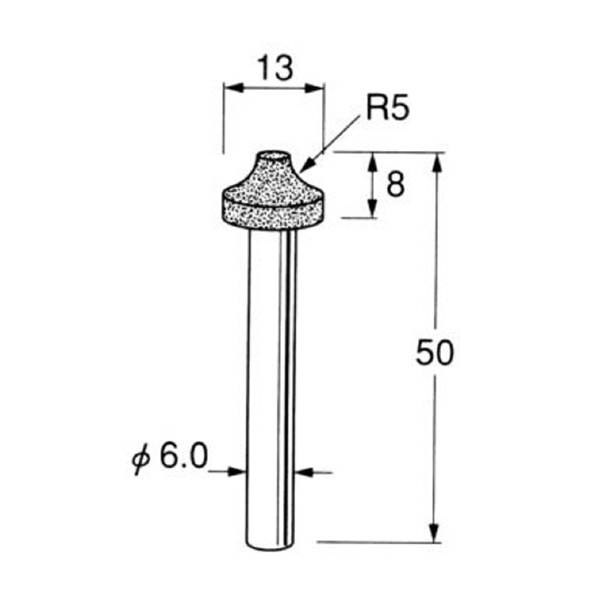 日本精密機械工作（株） 軸付電着ダイヤモンド砥石 軸径φ6 D 軸付電着ダイヤモンド砥石 D4731
