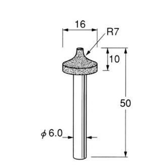 日本精密機械工作（株） 軸付電着ダイヤモンド砥石 軸径φ6 D 軸付電着ダイヤモンド砥石 D4732