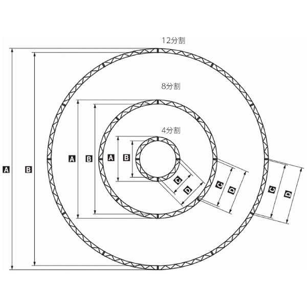 長谷川工業（株） アルミフランジトラス(アーチ)308角 308F アルミフランジトラス（アーチ）３０８角 308F-ﾌｧｲ4000-1/4