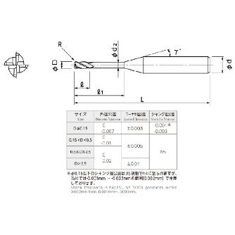 日進工具（株） 無限コーティングプレミアム 高硬度用４枚刃ロングネックラジアスエンドミル MHRH430R 無限Ｐ高硬度用４枚刃ロングネックラジアス MHRH430R 0.15XR0.01X0.5