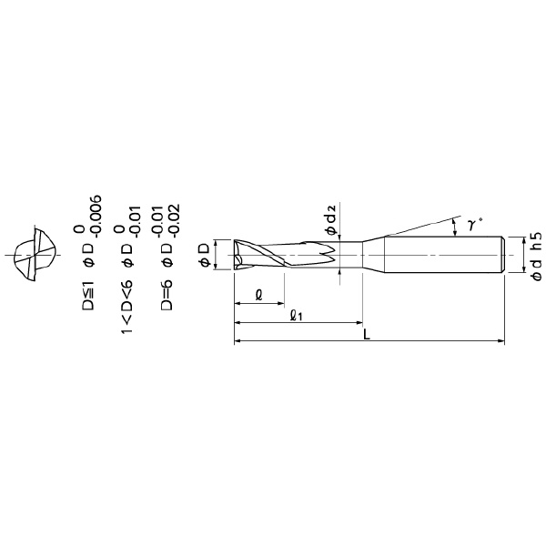 日進工具（株） 銅電極加工用ロングネックスクエアエンドミル DHR237 銅電極加工用ロングネックスクエアＥＭ DHR237 0.3X1.5