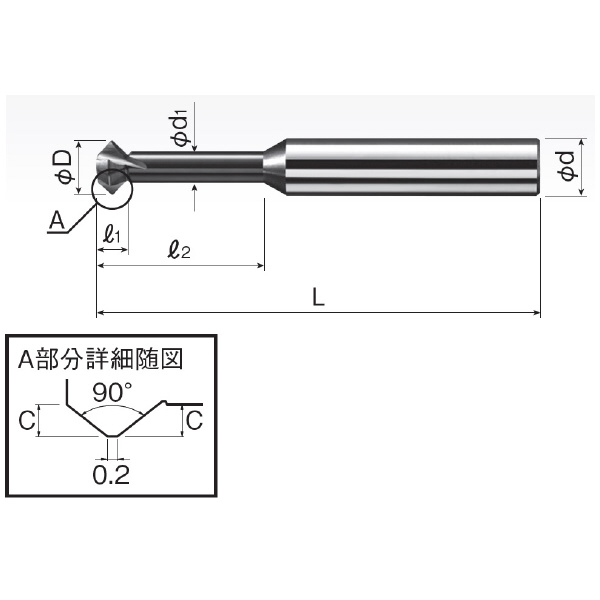 岡﨑精工（株） 超硬ショートダブル面取カッターOKコート WCS3A 超硬ショートダブル面取カッターＯＫコート WCS3A 10