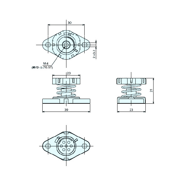 （株）ナベヤ ミニチュア防振マウント BMS-F325 ミニチュア防振マウント BMS-F325