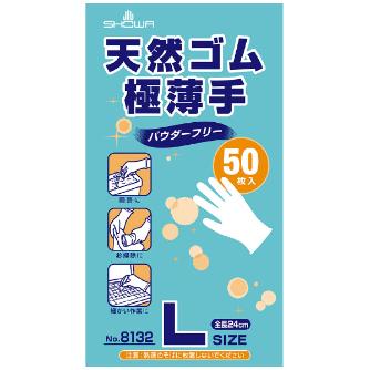 ショーワグローブ（株） 天然ゴム極薄手 50枚入 NO8132 天然ゴム極薄手　５０枚入　Ｌサイズ NO8132-L