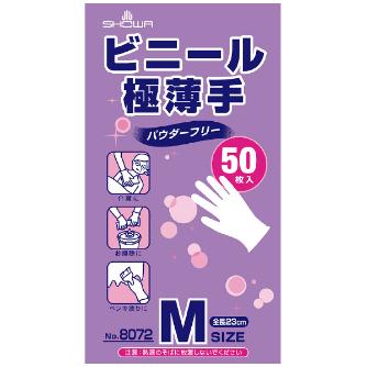 ショーワグローブ（株） ビニール極薄手 50枚入 NO8072 ビニール極薄手　５０枚入　Ｍサイズ NO8072-M